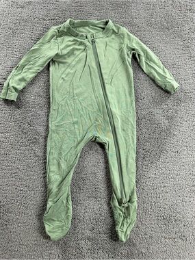 HAPIU Bamboo Bodysuit Long Sleeve Long Pants Footies Pajama Sage Green 0-3 month